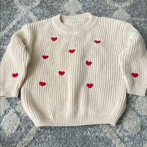 ❣️2 for $6 - Red and Cream Heart Patterned Knit Sweater